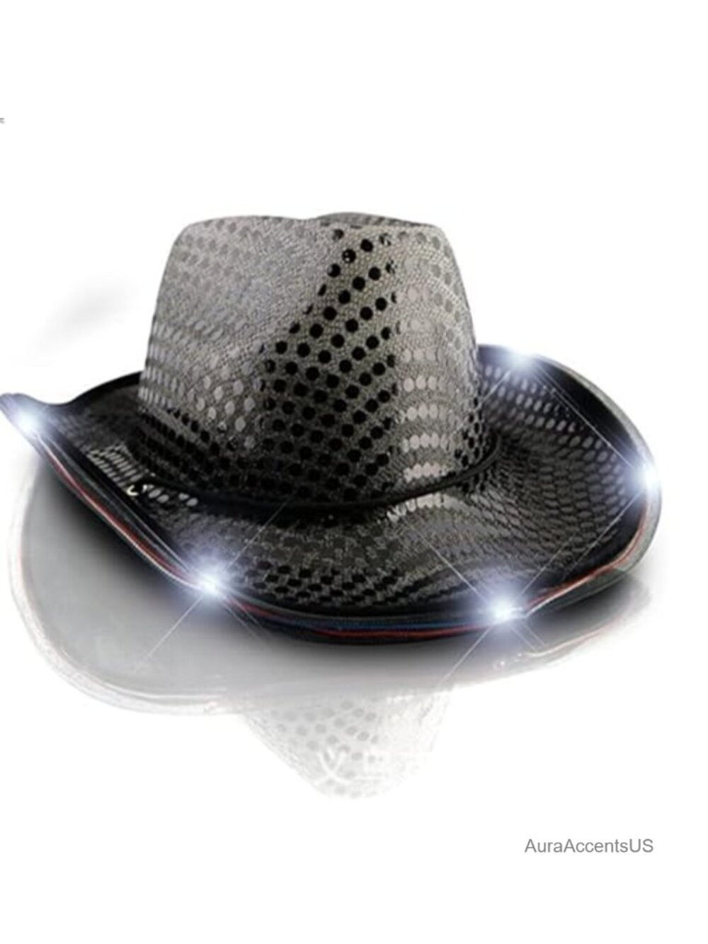 Sequin Light Up Cowboy Hat Flashing Western Cowgirl Party Costume Retro